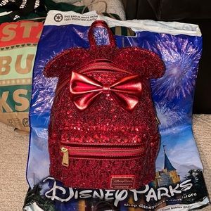 NWT Disney Loungefly red sequin backpack with ears